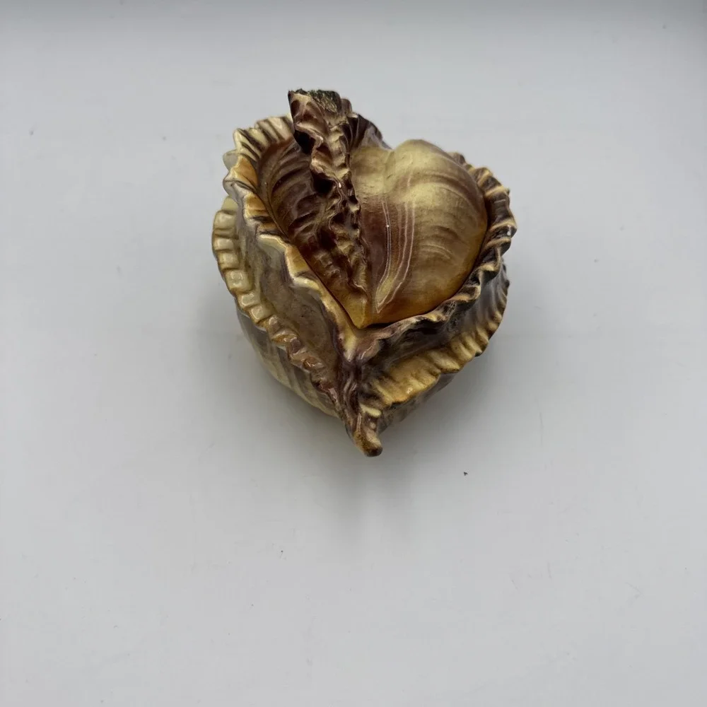 Vintage Atlantic Mold Ceramic Large Conch Sea Shell Planter Vase Brown Glossy